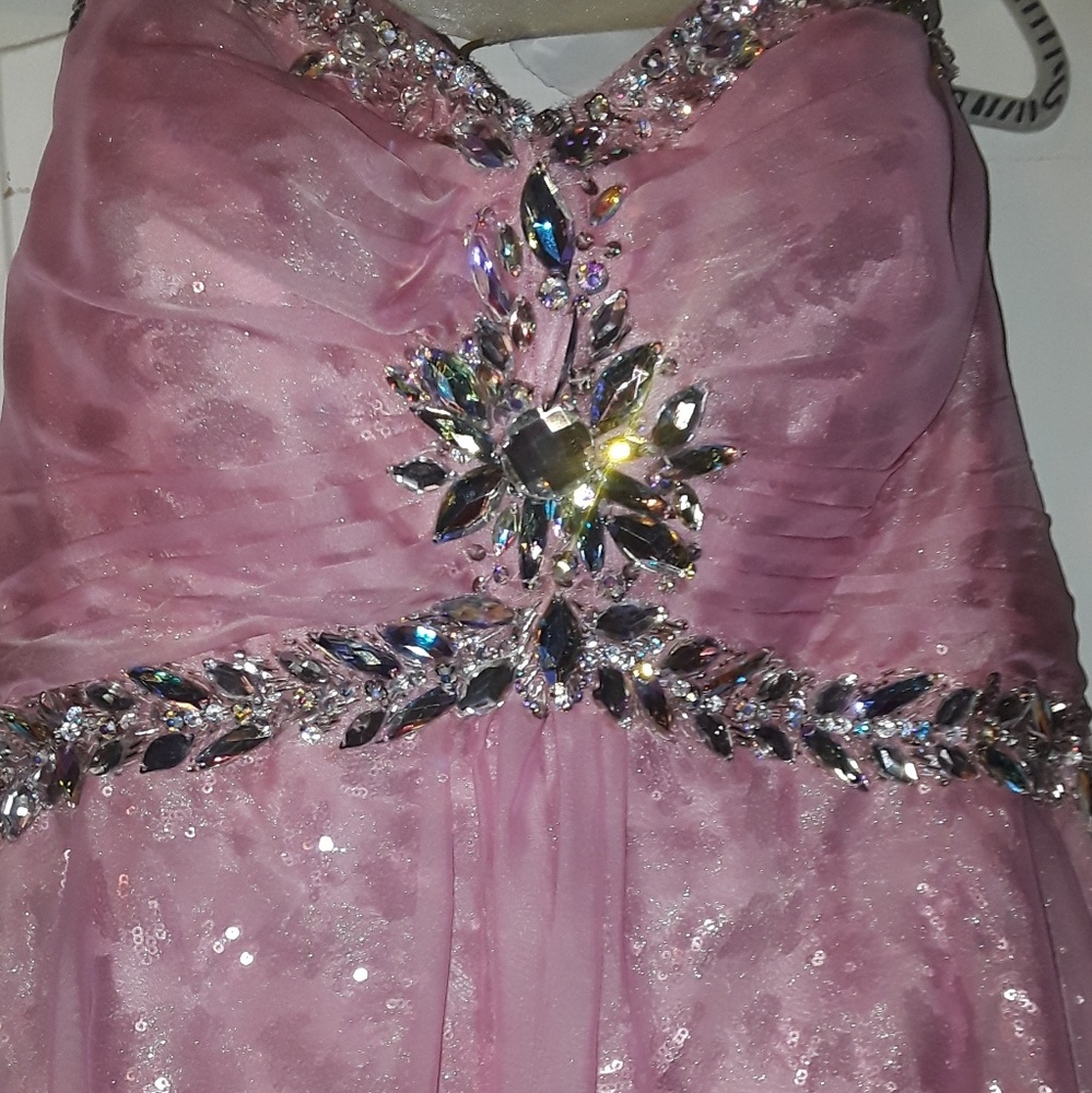 Pink sequined Hi low dress